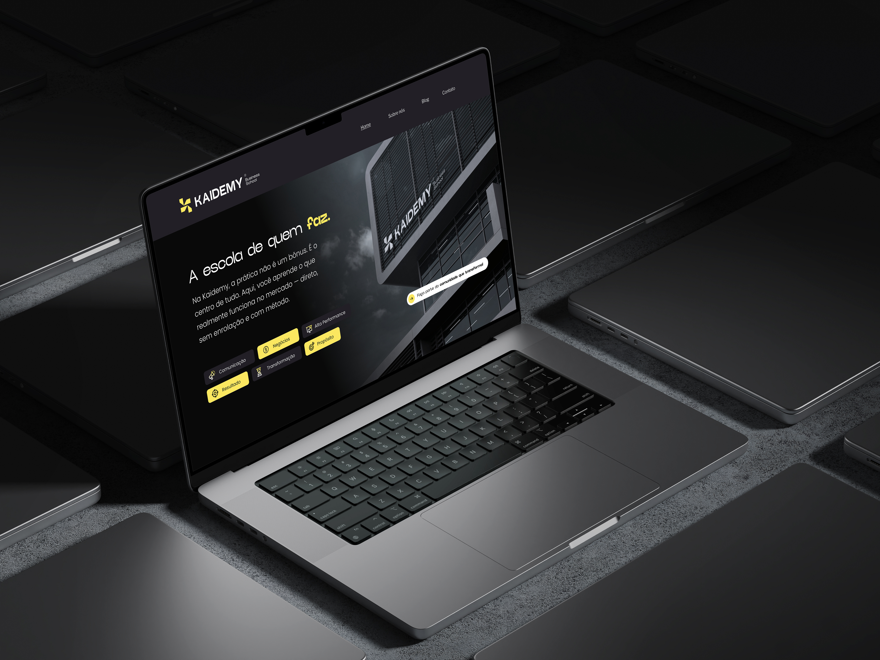 Website da KAIDEMY Business School mostrando a proposta 'A escola de quem faz'